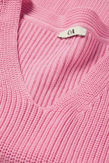 Damen - Strickpullover - kurzarm - pink