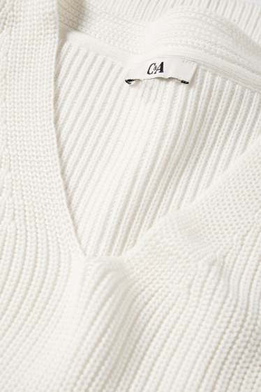 Femmes - Pull en maille - manches courtes - blanc