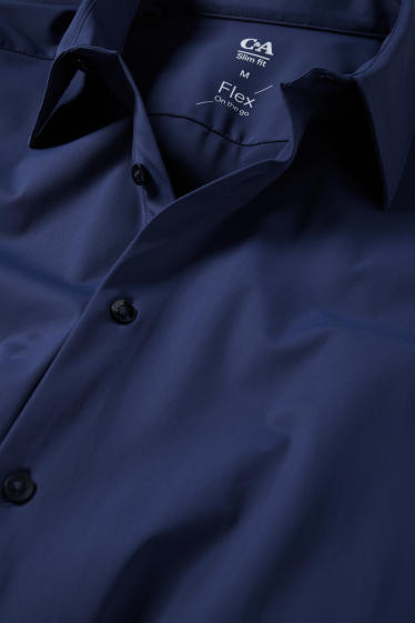 Men - Business shirt - slim fit - Kent collar - Flex - dark blue