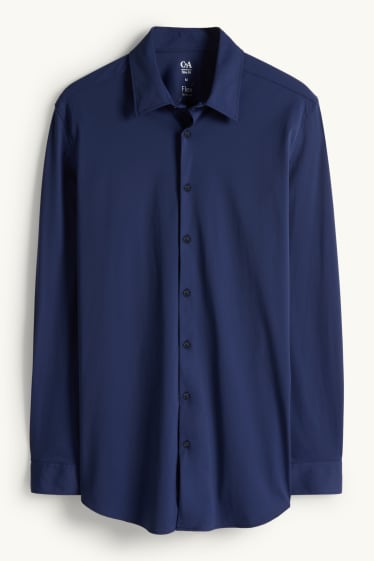 Men - Business shirt - slim fit - Kent collar - Flex - dark blue