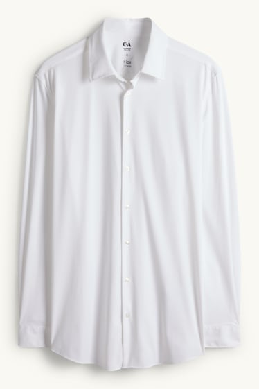 Hommes - Chemise de bureau - slim fit - col kent - Flex - blanc