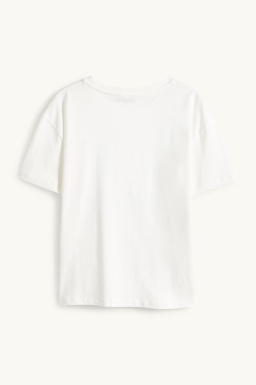 Damen - T-Shirt - Regular Fit - Glanz-Effekt - weiß