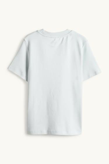 Dámské - Tričko se štrasovými kamínky - regular fit - světle tyrkysová