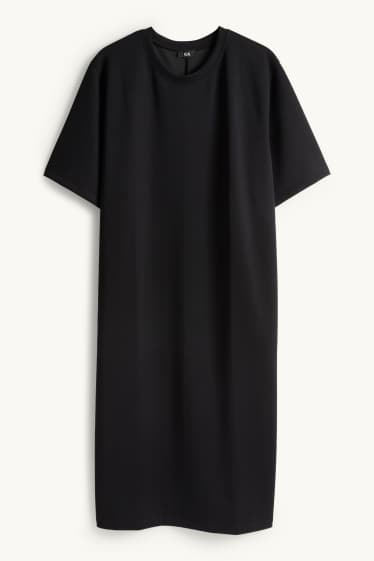 Women - T-shirt dress - straight fit - black