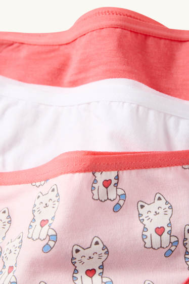 Bambine - Confezione da 8 - gatto - slip - rosa / arancione