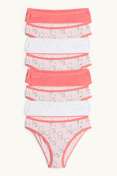 Bambine - Confezione da 8 - gatto - slip - rosa / arancione