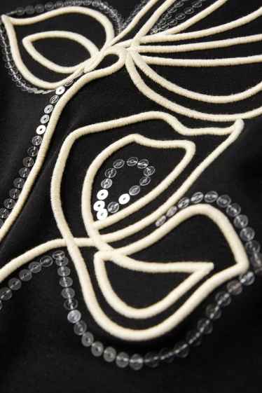 Donna - T-shirt - relaxed fit - effetto brillante - nero