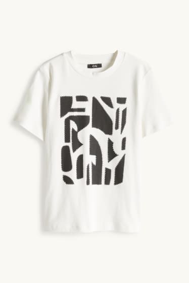 Dámské - Tričko se štrasovými kamínky - regular fit - bílá