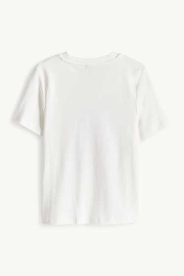 Dames - T-shirt - regular fit - glanseffect - wit