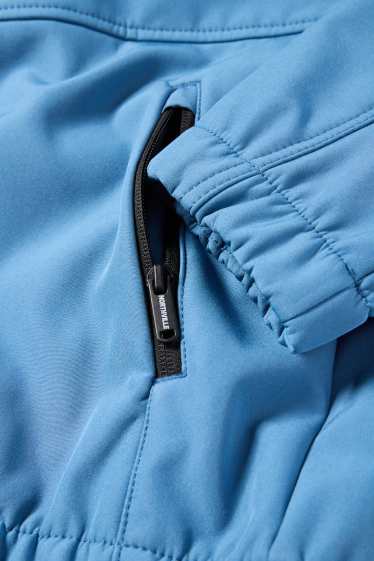 Kinder Buben - Softshelljacke mit Kapuze - wasserdicht - blau