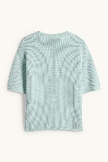 Damen - Strickpullover - kurzarm - mintgrün