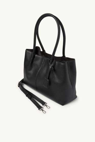 Femmes - Grand cabas à bandoulière amovible - matière synthétique - noir
