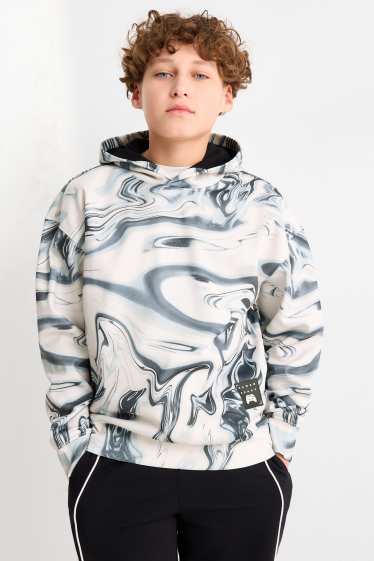 Kinder Buben - Gaming - Hoodie - gemustert - cremeweiß