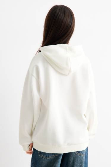 Děti - dívky - Kuromi - mikina s kapucí - s třpytivými efekty - bílá