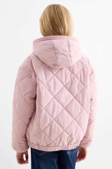 Kinder Mädchen - Steppjacke mit Kapuze - wasserabweisend - pink