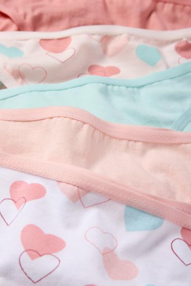 Kinderen: meisjes - Set van 8 - hartjes - slip - roze