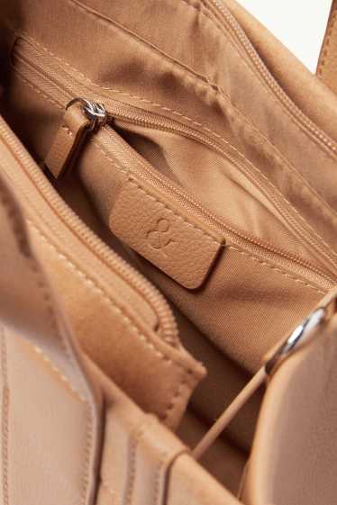 Donna - Shopper piccola con spallaccio staccabile - similpelle - marrone chiaro