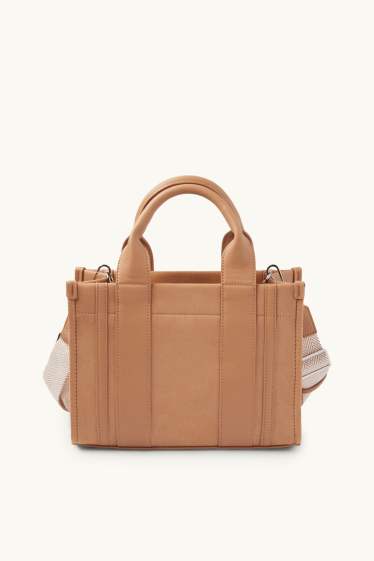 Donna - Shopper piccola con spallaccio staccabile - similpelle - marrone chiaro