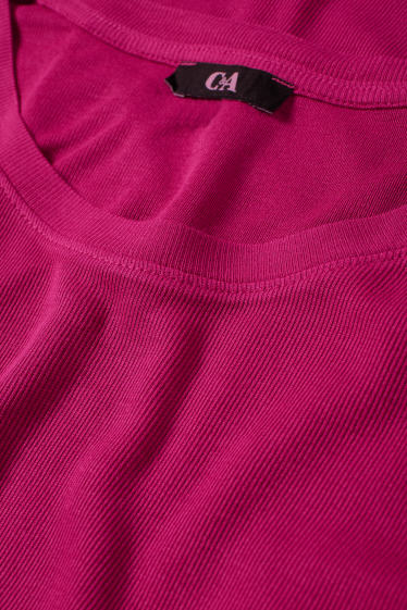 Donna - T-shirt - relaxed fit - a coste - fucsia