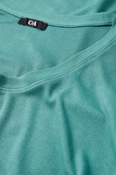 Donna - T-shirt - relaxed fit - a coste - turchese