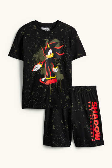 Děti - chlapci - Ježek Sonic - letní pyžamo - 2dílné - červená/černá