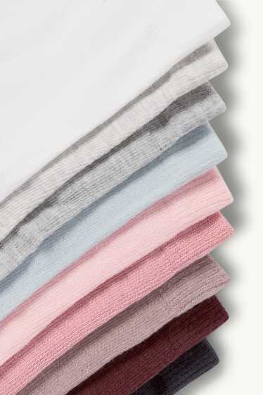 Femmes - Lot de 10 paires - chaussettes - blanc / rose