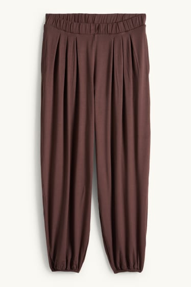 Damen - Jersey-Hose - Mid Waist - braun