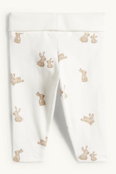 Unisex - Zajíčci - kalhoty pro novorozence - krémově bílá