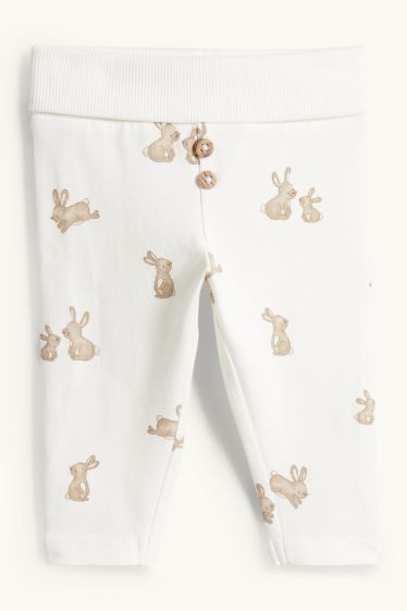 Unisex - Zajíčci - kalhoty pro novorozence - krémově bílá