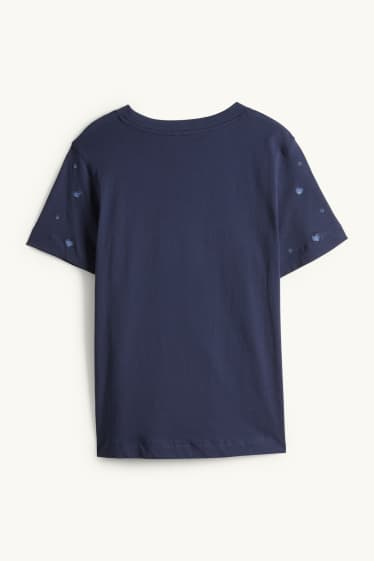 Dámské - Tričko - regular fit - se vzorem - tmavomodrá