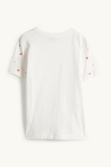 Dámské - Tričko - regular fit - se vzorem - bílá/červená