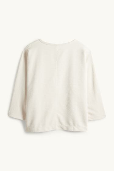 Damen - Sweatshirt - gerippt - hellbeige