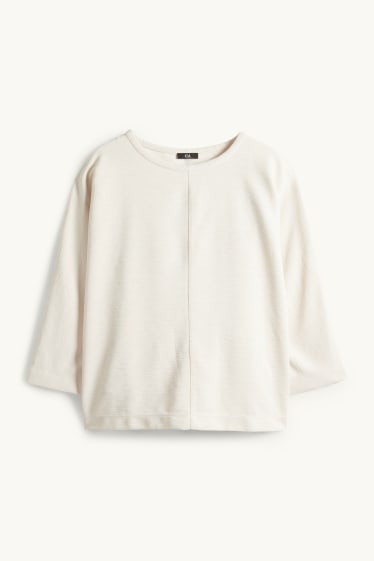 Damen - Sweatshirt - gerippt - hellbeige