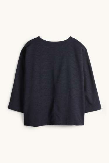 Damen - Sweatshirt - gerippt - dunkelblau