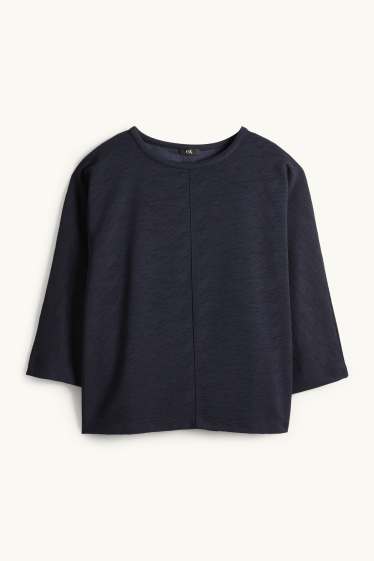 Damen - Sweatshirt - gerippt - dunkelblau