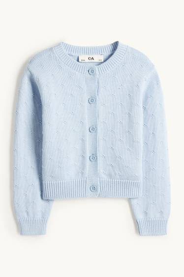 Enfants filles - Gilet en maille - finition texturée - bleu clair