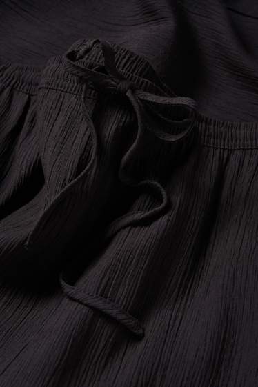 Damen - Stoffhose - Mid Waist - Wide Leg - schwarz