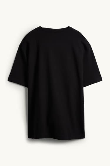 Herren - T-Shirt - Relaxed Fit - gerippt - schwarz