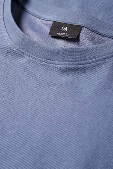 Herren - T-Shirt - Relaxed Fit - gerippt - blau