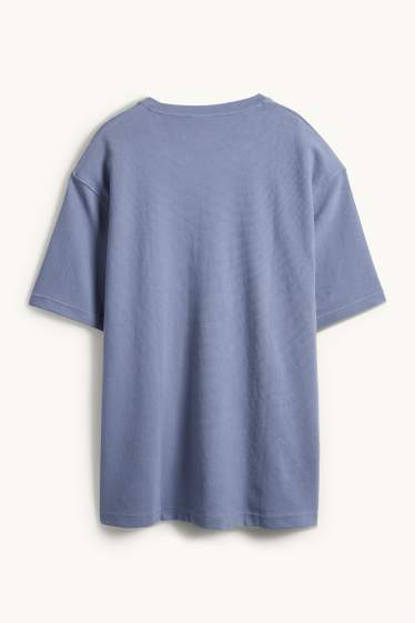 Herren - T-Shirt - Relaxed Fit - gerippt - blau