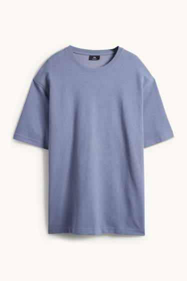 Herren - T-Shirt - Relaxed Fit - gerippt - blau