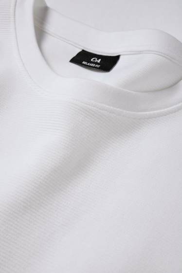 Herren - T-Shirt - Relaxed Fit - gerippt - weiss