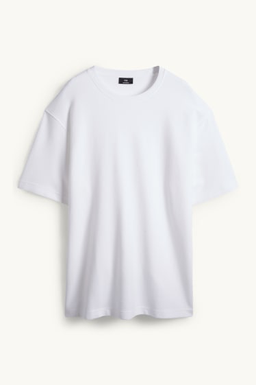 Herren - T-Shirt - Relaxed Fit - gerippt - weiss