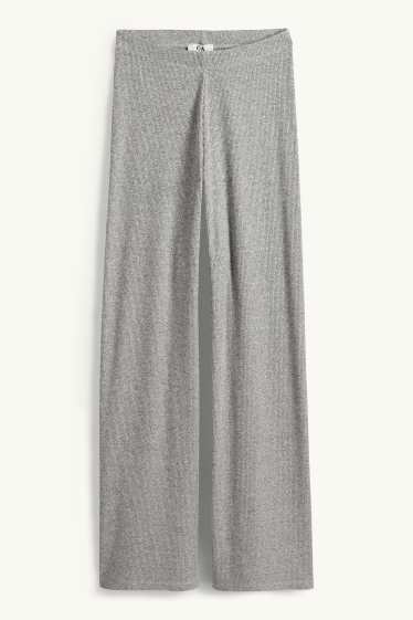 Damen - Jogginghose - gerippt - grau-melange