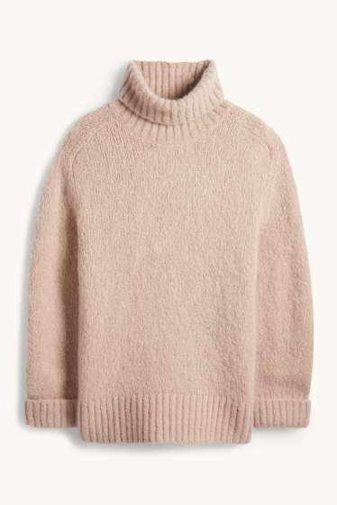 Damen - Rollkragenpullover - Mohair-Mix - beige