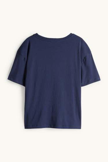 Donna - T-shirt - relaxed fit - effetto brillante - blu scuro