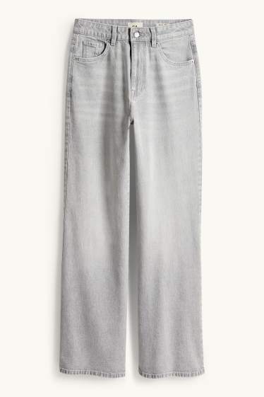 Mujer - Wide leg jeans - high waist - vaqueros - gris claro