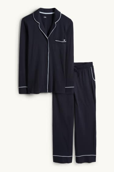 Damen - Pyjama - dunkelblau