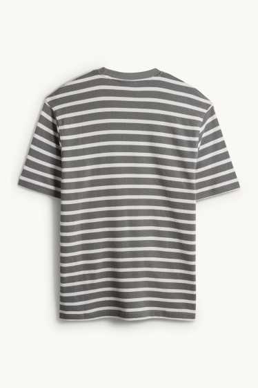 Heren - T-shirt - relaxed fit - gestreept - met structuur - groen