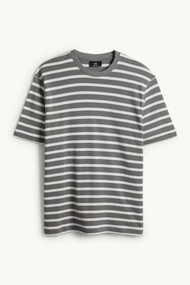 Heren - T-shirt - relaxed fit - gestreept - met structuur - groen